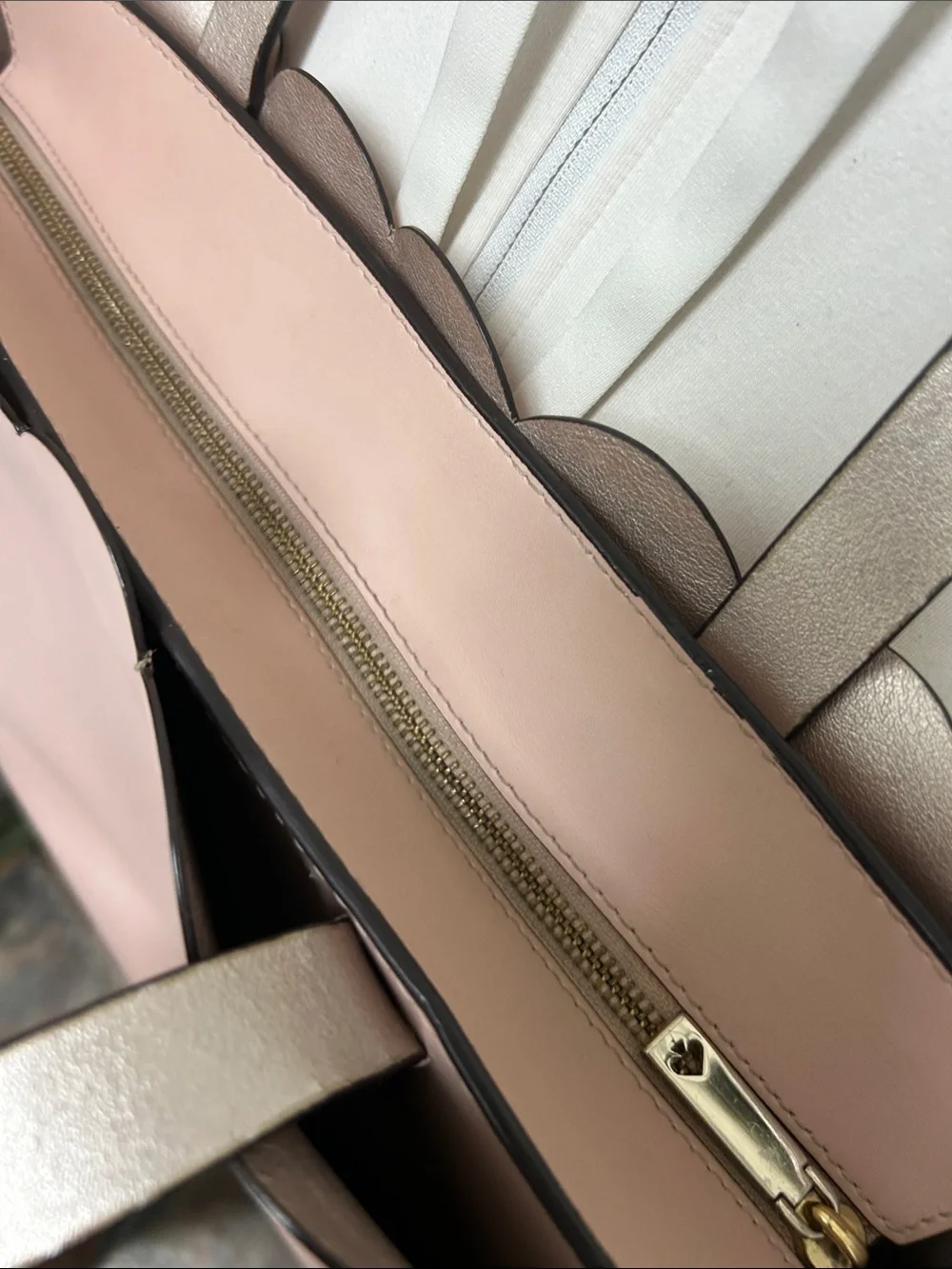 kate spade blush scallop-edge leather tote